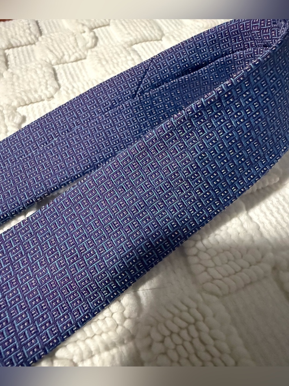 Hermes Mens Silk Tie Heavy Twill “H” Pattern | Purple/Blue - Picture 5 of 6